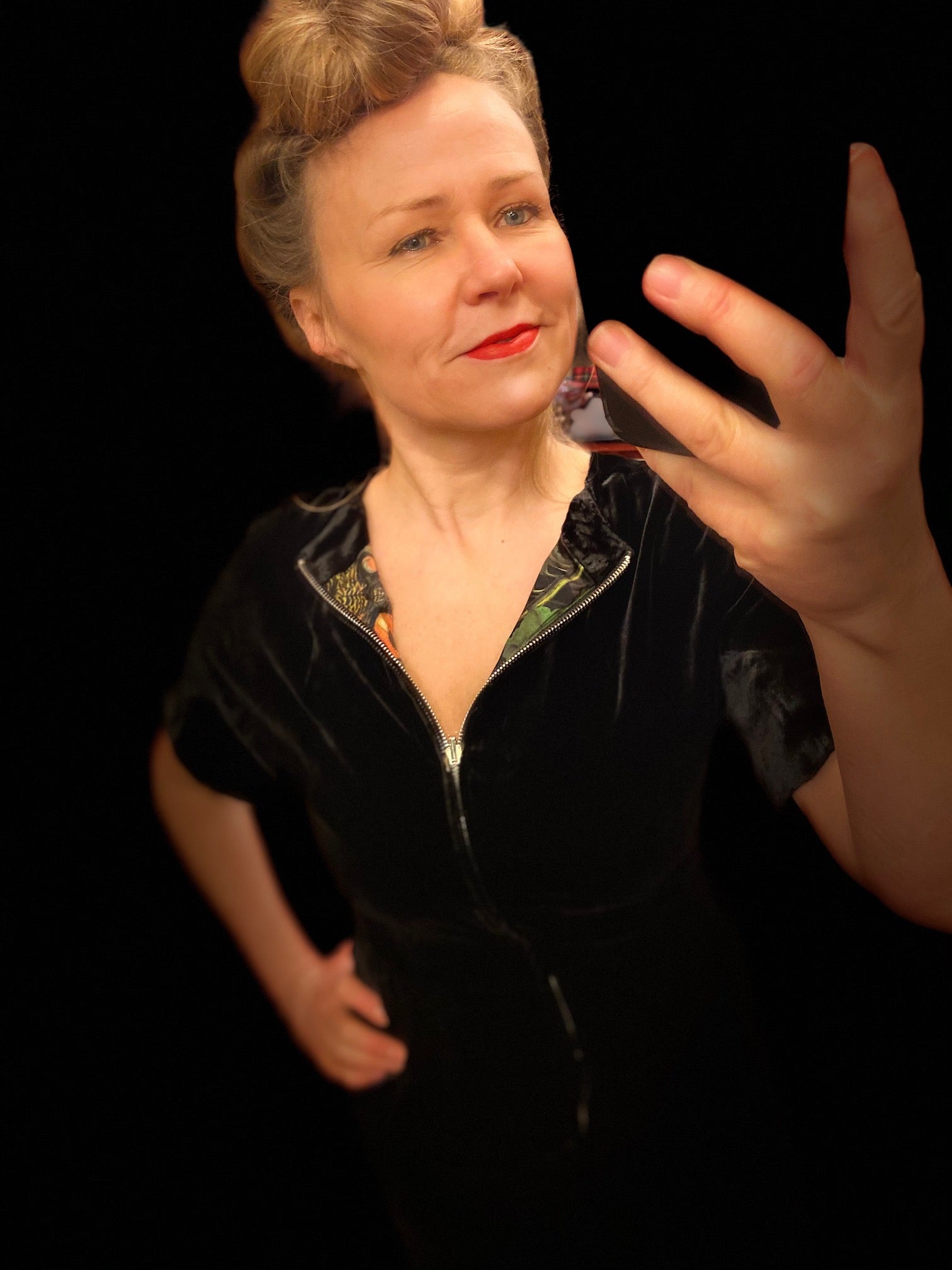 Reversible Silk Black Velour Dress