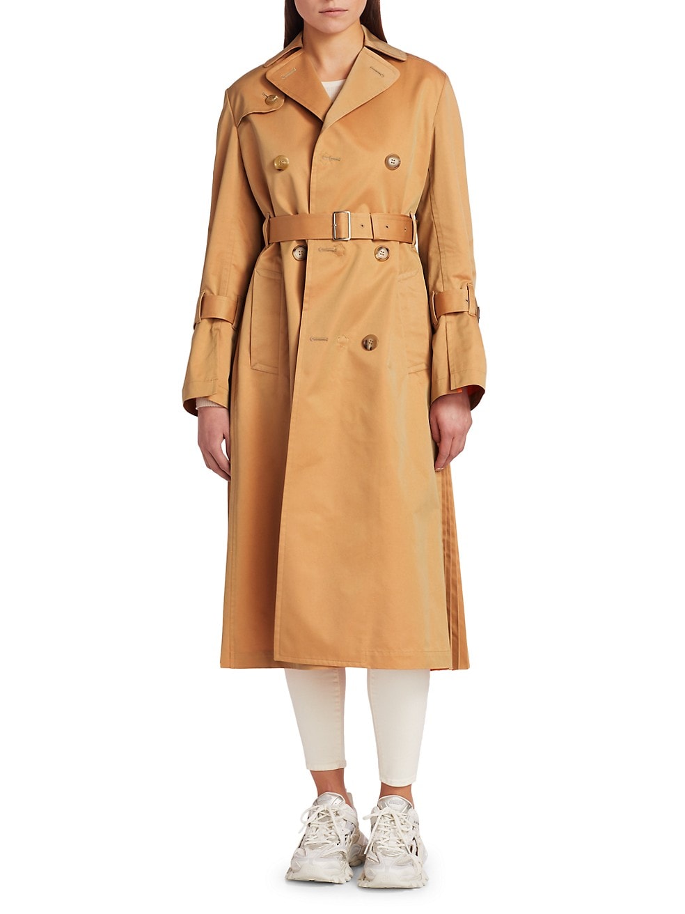 Reversible Pleated Trench Coat Orange