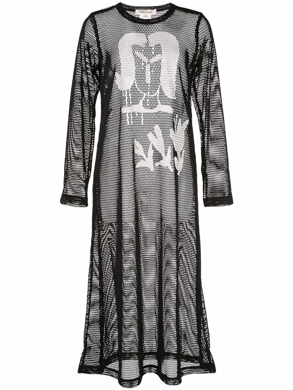 graphic-print sheer dress