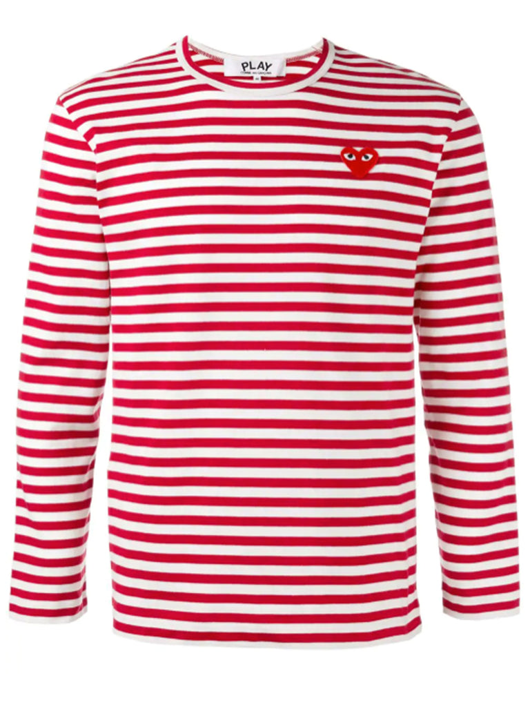 COMME DES GARÇONS PLAY Red striped heart logo top
