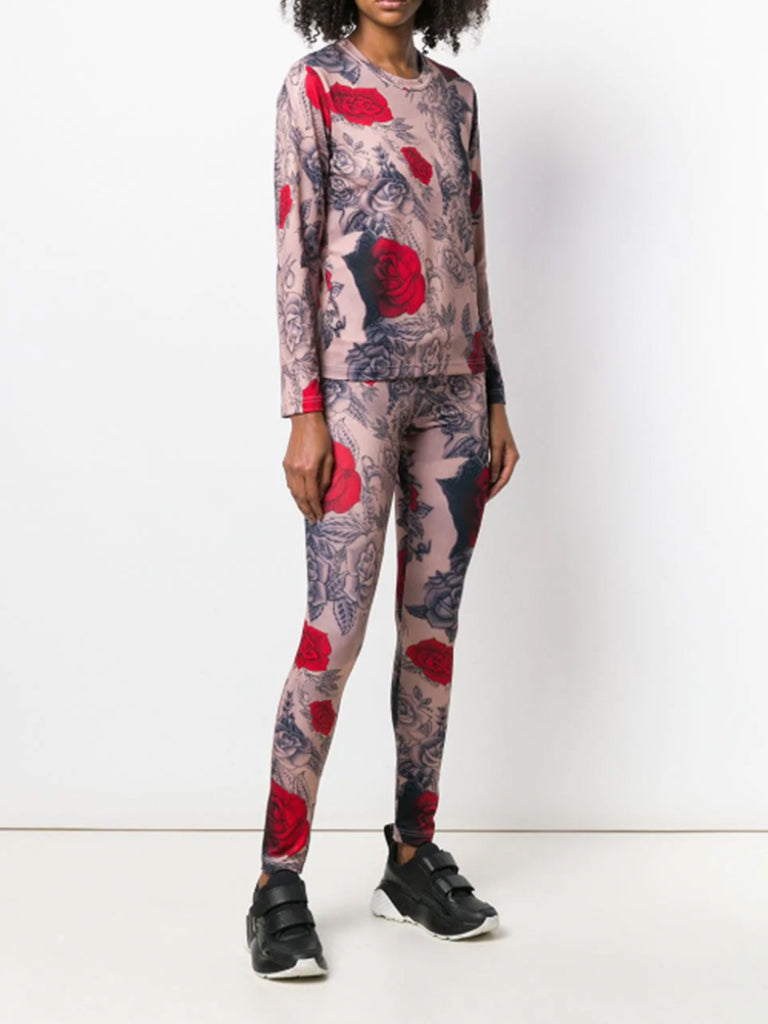 rose print two-piece set