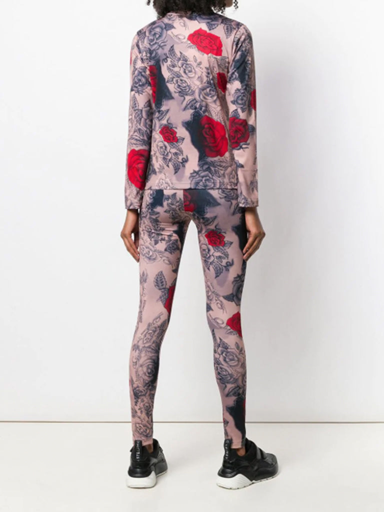 rose print two-piece set